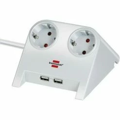 Brennenstuhl Desktop-Power USB-Charger Mit 2 USB Ladebuchsen 2100mA 2-fach Weiß Poliert 1,8m H05VV-F 3G1,5 - 1153520222
