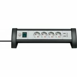 BRENNENSTUHL Premium-Office-Line Steckdosenleiste Mit USB-Ladefunktion 4-fach Schwarz/lichtgrau 1,8m H05VV-F 3G1,