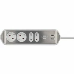 BRENNENSTUHL Estilo Ecksteckdosenleiste Mit USB-Ladefunktion 4-fach 2x Schutzkontakt & 2x Euro Silber/weiß -BRENNENSTUHL Shop 32509819 4
