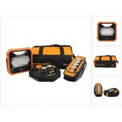 BRENNENSTUHL Shop 2 Brennenstuhl ProfessionalLINE Industriemontage Set Mobiler Akku LED Strahler X 4000 MA + Powerblock Mit Verlängerungskabel + Steckdosenblock Mit Schalter + Tasche ( 9171990000 )
