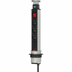 Brennenstuhl 1396201013 Steckdoseneinheit Tower Power, 3-Fach, USB