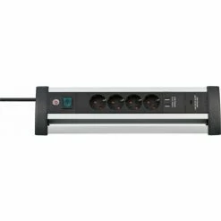 Brennenstuhl Brenn Alu Line 4-fach 1,8m USB Bk/gy | H05VVF 3G1,5 (1394000544)